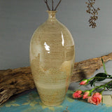 Harvest Amber Oval Bottle, Modern Handmade Pottery, Minimal Bud Vase