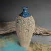 Wheel thrown Textured Oval Ceramic Bottle / Vase