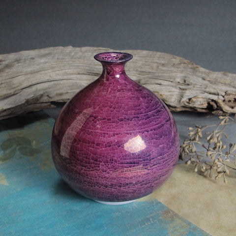 Purple Radiant Orchid Handmade Pottery Round Bottle