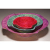 Large Red Ceramic Twist Bowl Crackle Luster