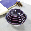 Set of 4 Eggplant Purple Ceramic Measuring Cup Nesting Prep Bowls, Kitchen Hostess Gifts