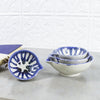 Set of 4 White / Blue Drips Ceramic Measuring Cup Nesting Prep Bowls
