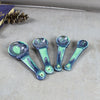 Set of 4 Mint Green / Blue Drips Ceramic Spoons