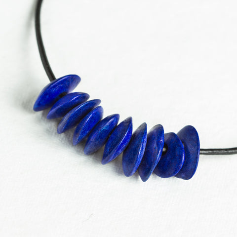 10 Mykonos Greek Beads Cobalt Blue, Royal Blue Ceramic Cornflake Chips Bead 13mm