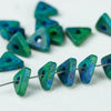 Triangle Ceramic Beads Geometric Washer 10mm Mykonos Greek Beads, 24 Aegean Blue