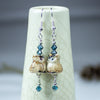 Ceramic owl Earrings, Blue Swarovski jewelry crystals