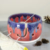 Red Coral Knitting Yarn Bowl, blue silver highlights 3 EXTRA Holes, Yarn holder