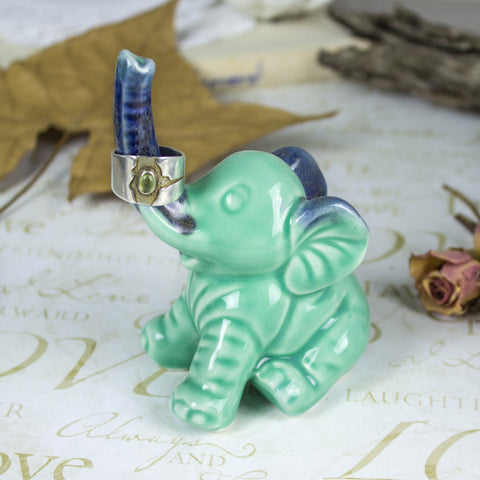 Elephant ring holder Lucky Elephant mint pastel jewelry Ring Holder Ceramic Green