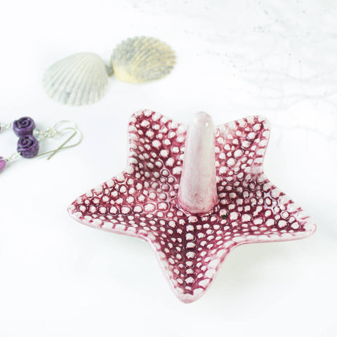 Dark Pink Starfish Ring Holder