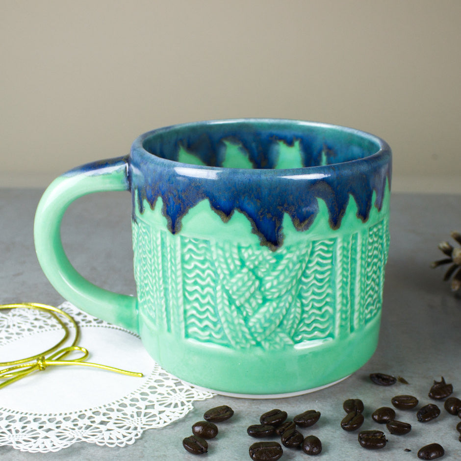 Mint green Sweater Mug, Ceramic Coffee cup by BlueRoomPottery