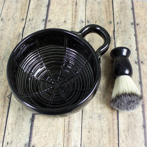 Wet Shaving Mug Black Ceramic Shave Cup Handmade Pottery BlueRoomPottery