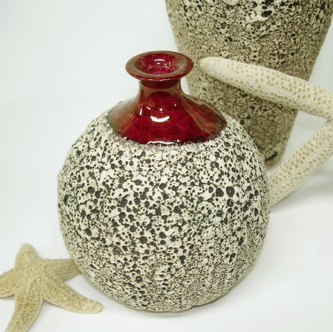 Ceramic Textured Bottle Bud Vase
