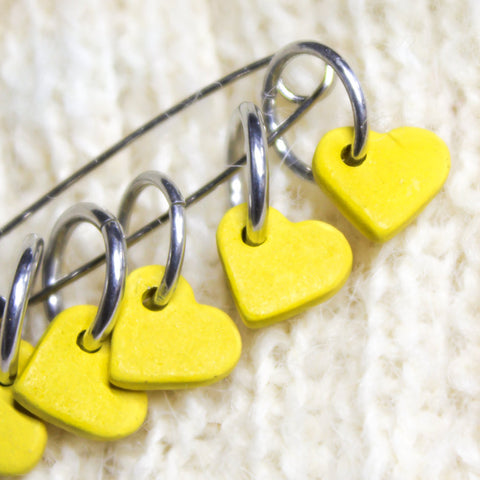 Snag free Yellow Heart Stitch Markers, crochet / Knitting Stitch marker