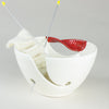 White Yarn Bowl Bright Red Twisted Leaf