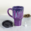 Ceramic Coffee Travel mug with handle, Amethyst Purple with black lid pottery