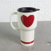 Large Ceramic Travel Mug with Red Heart