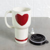 Large Ceramic Travel Mug with Red Heart