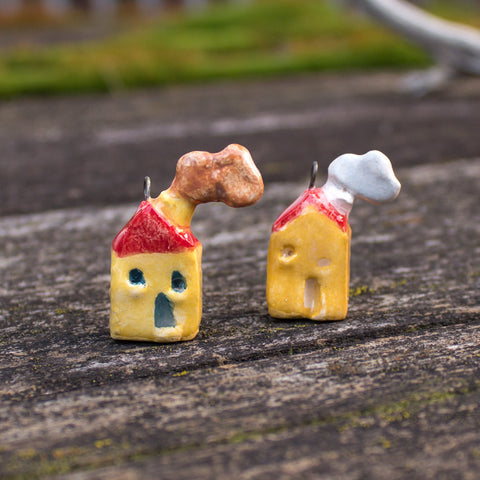 Ceramic Miniature House, honey yellow