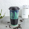 Ceramic Coffee Travel mug, Eggplant Purple BlueRoomPottery with silicon lid