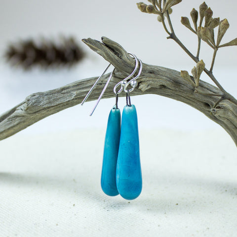 Turquoise Ceramic Drop Earrings by MTL Studio Creations BlueRoomPottery. plus