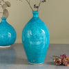 Set of Three Ceramic Geometric Aqua turquoise Vessels