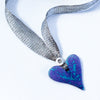 Purple/Blue Ceramic Heart Bead Necklace