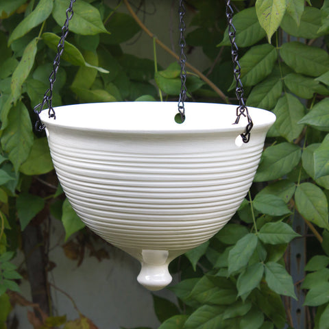 Large White Ceramic Hanging Planter, flower pot