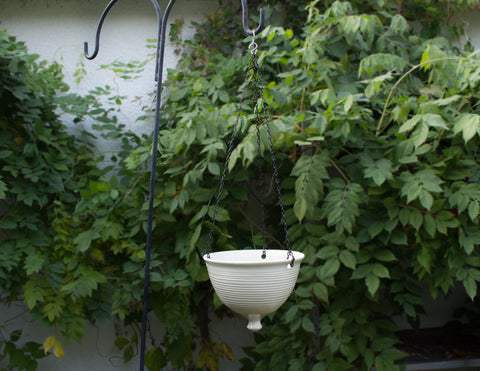 Large White Ceramic Hanging Planter, flower pot