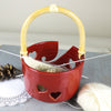 Yarn Bowl Large Red Heart Pottery knitting Bowl & handle