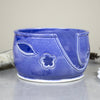 Cobalt Blue Yarn bowl with daisy and leaf cutout
