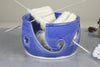 Cobalt Blue Yarn bowl with daisy and leaf cutout