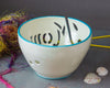 Mom Yarn bowl with Cutout Letters and Turquoise Highlights