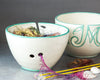 Mom Yarn bowl with Cutout Letters and Green Highlights