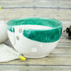 Petite White Mint Green Yarn bowl, Knitting Bowl Small Ceramic Yarn holder Portable Crochet bowl