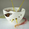 Pure white Twisted Leaf Yarn Bowl, Personalized Knitting /crochet storage