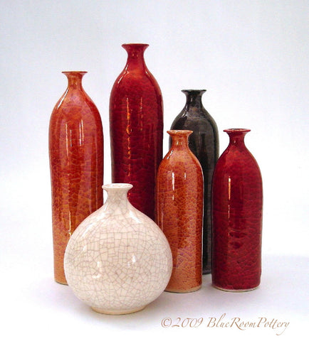 Set of Six Bottles, Minimalist Home Decor