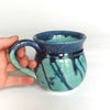 Aqua Green Handmade Pottery Coffee Mug, Tea Cup with Blue Highlights
