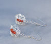 Silver Crochet Lace Carnelian Leaves