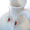 Silver Crochet Lace Carnelian Leaves