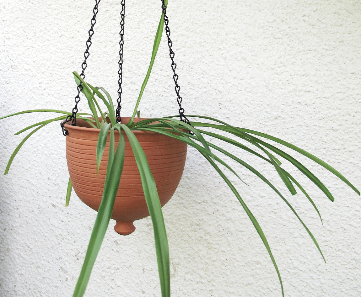 Large Black Hanging Flowerpot with Chain by BlueRoomPottery