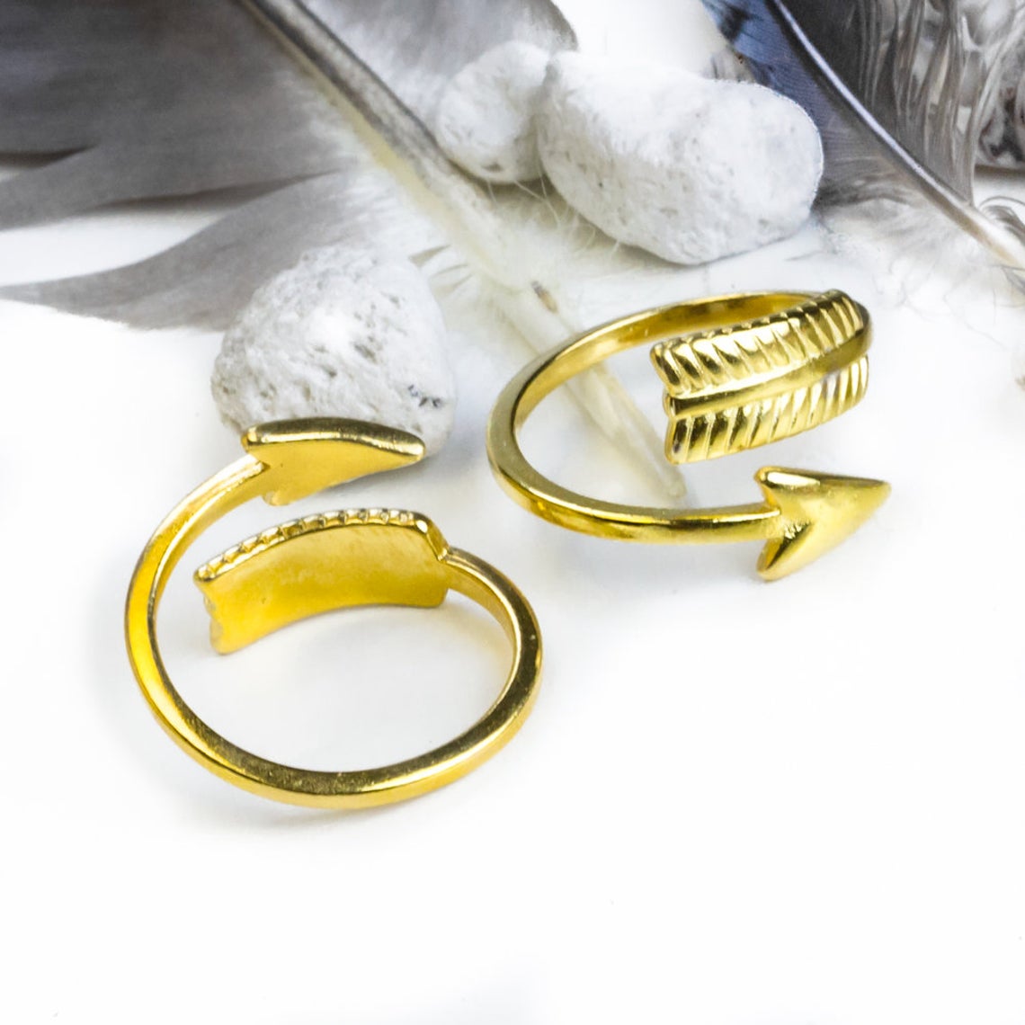 Gold Bohemian Arrow Ring by West of East Designs BlueRoomPottery