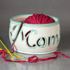 Mom Yarn bowl with Cutout Letters and Green Highlights