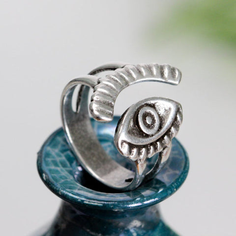 Silver Evil Eye Protection Ring