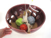 Yarn bowl JUMBO Extra Large Knitting Ceramic Yarn Bowl Organizer Autumn Gold with twisted leaves