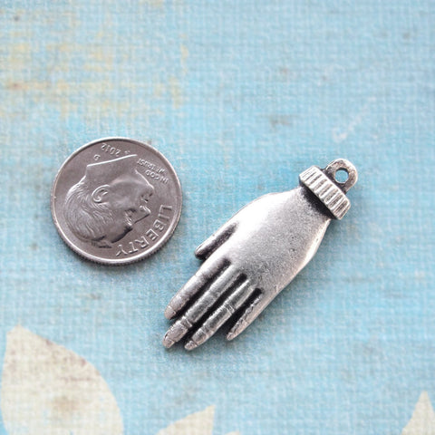 Healing Hand Charm, Antique Silver plated Greek Mykonos Pendant