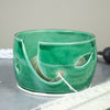 Ceramic Yarn Bowl Emerald Green, Wheel Thrown knitting bowl