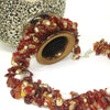 Earthy Crochet Knitted Lace Necklace, Silver Wire, Carnelian Citrine Freshwater Pearl