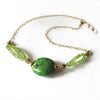 Green Peridot & Turquoise, 14k Gold Necklace