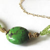 Green Peridot & Turquoise, 14k Gold Necklace