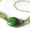 Green Peridot & Turquoise, 14k Gold Necklace